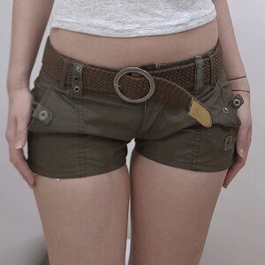 Reworked Cargo Low Waisted Micro Shorts Comes with Belt